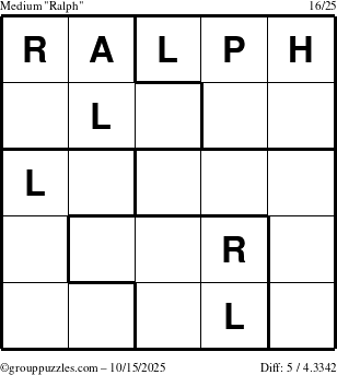 The grouppuzzles.com Medium Ralph puzzle for Wednesday October 15, 2025