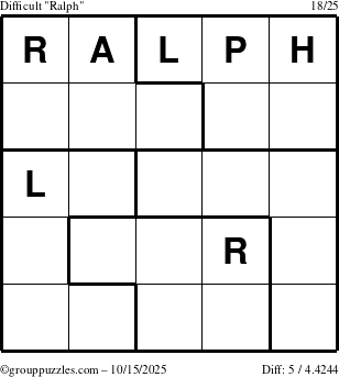 The grouppuzzles.com Difficult Ralph puzzle for Wednesday October 15, 2025