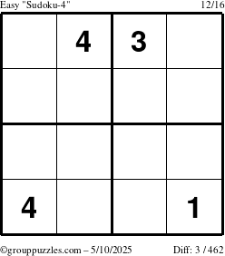The grouppuzzles.com Easy Sudoku-4 puzzle for Saturday May 10, 2025