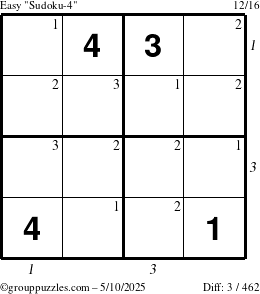 The grouppuzzles.com Easy Sudoku-4 puzzle for Saturday May 10, 2025 with all 3 steps marked