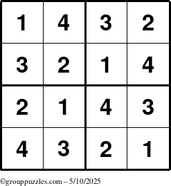 The grouppuzzles.com Answer grid for the Sudoku-4 puzzle for Saturday May 10, 2025