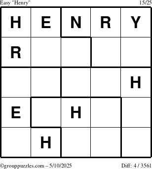 The grouppuzzles.com Easy Henry puzzle for Saturday May 10, 2025