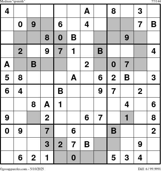 The grouppuzzles.com Medium tpsmith puzzle for Saturday May 10, 2025