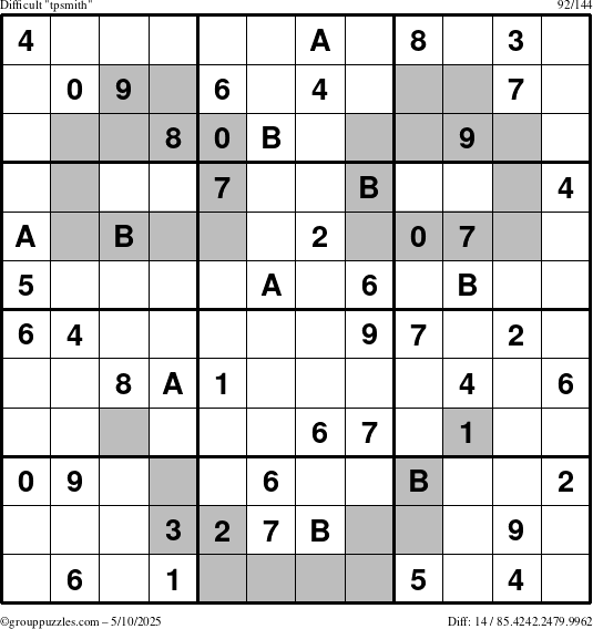 The grouppuzzles.com Difficult tpsmith puzzle for Saturday May 10, 2025