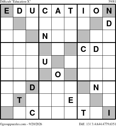 The grouppuzzles.com Difficult Education-X puzzle for Sunday September 20, 2026