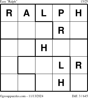 The grouppuzzles.com Easy Ralph puzzle for Wednesday November 13, 2024