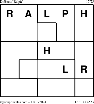 The grouppuzzles.com Difficult Ralph puzzle for Wednesday November 13, 2024