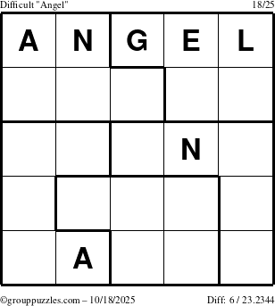 The grouppuzzles.com Difficult Angel puzzle for Saturday October 18, 2025