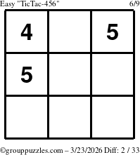 The grouppuzzles.com Easy TicTac-456 puzzle for Monday March 23, 2026