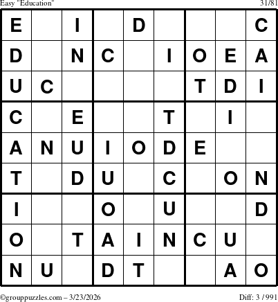 The grouppuzzles.com Easy Education-c1 puzzle for Monday March 23, 2026