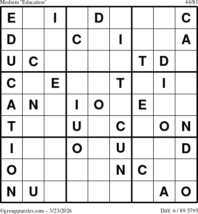 The grouppuzzles.com Medium Education-c1 puzzle for Monday March 23, 2026