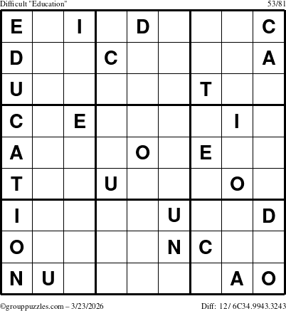 The grouppuzzles.com Difficult Education-c1 puzzle for Monday March 23, 2026