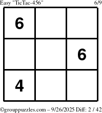 The grouppuzzles.com Easy TicTac-456 puzzle for Friday September 26, 2025
