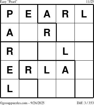 The grouppuzzles.com Easy Pearl puzzle for Friday September 26, 2025