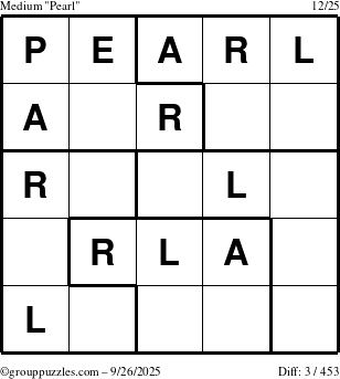The grouppuzzles.com Medium Pearl puzzle for Friday September 26, 2025