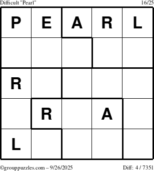 The grouppuzzles.com Difficult Pearl puzzle for Friday September 26, 2025