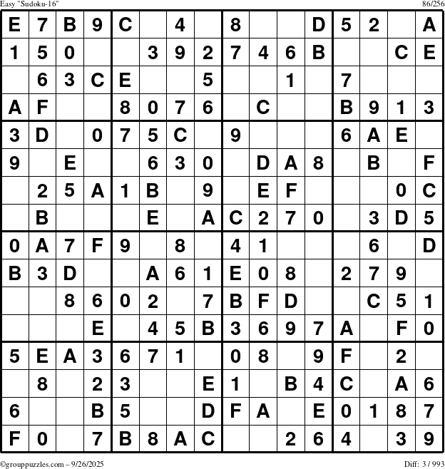 The grouppuzzles.com Easy Sudoku-16 puzzle for Friday September 26, 2025