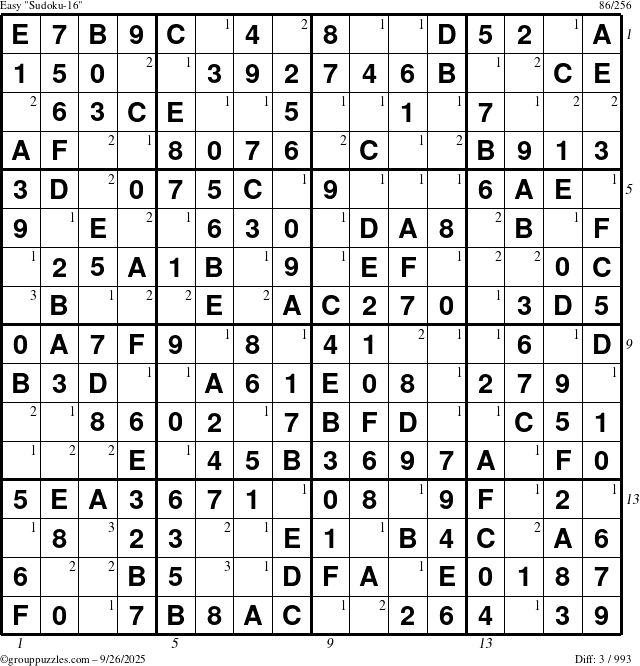 The grouppuzzles.com Easy Sudoku-16 puzzle for Friday September 26, 2025 with all 3 steps marked