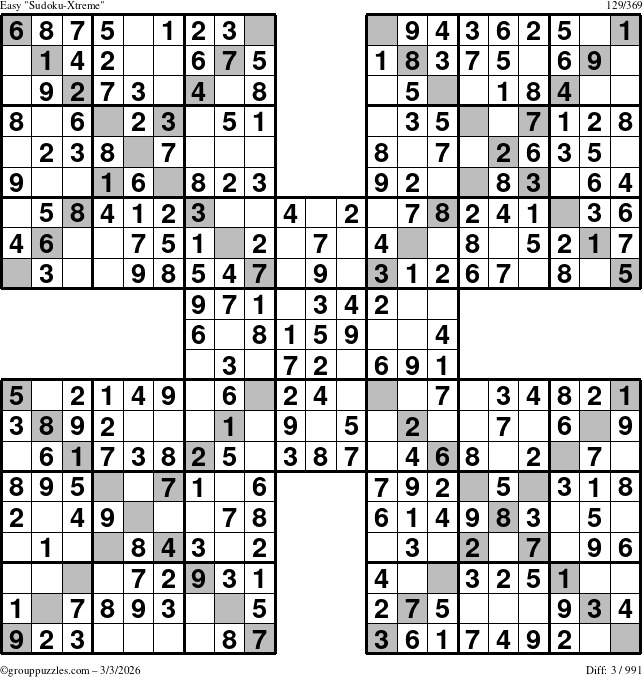 The grouppuzzles.com Easy Sudoku-Xtreme puzzle for Tuesday March 3, 2026