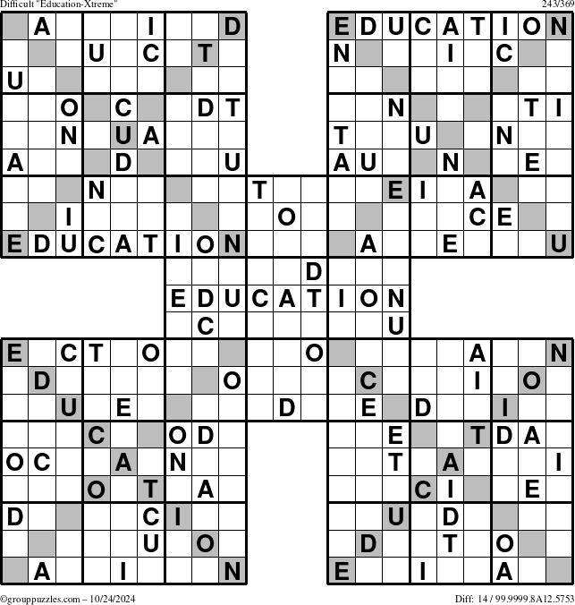 The grouppuzzles.com Difficult Education-Xtreme puzzle for Thursday October 24, 2024