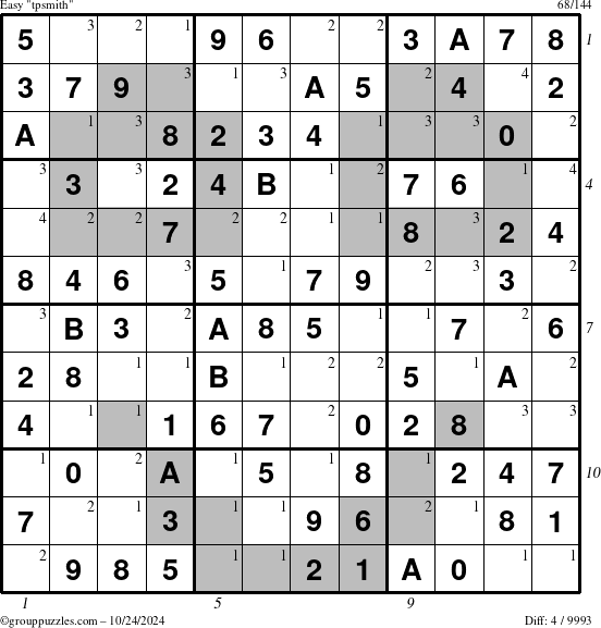 The grouppuzzles.com Easy tpsmith puzzle for Thursday October 24, 2024 with all 4 steps marked