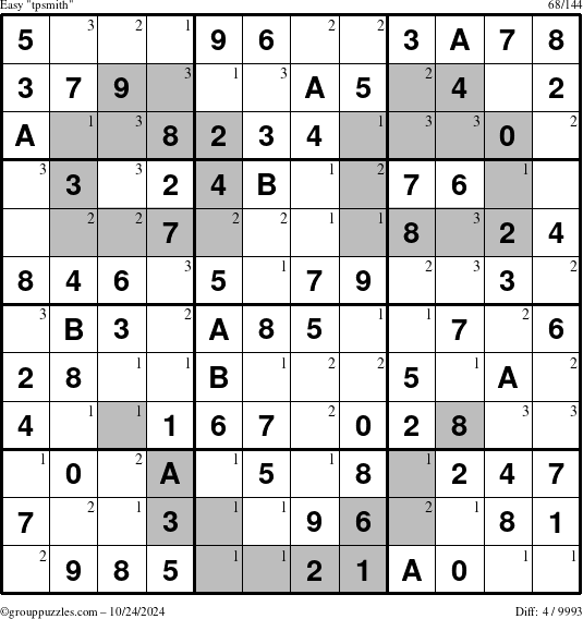 The grouppuzzles.com Easy tpsmith puzzle for Thursday October 24, 2024 with the first 3 steps marked