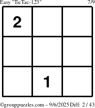 The grouppuzzles.com Easy TicTac-123 puzzle for Saturday September 6, 2025