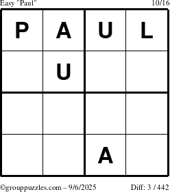 The grouppuzzles.com Easy Paul puzzle for Saturday September 6, 2025