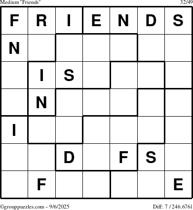 The grouppuzzles.com Medium Friends puzzle for Saturday September 6, 2025