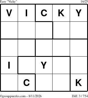 The grouppuzzles.com Easy Vicky puzzle for Tuesday August 11, 2026