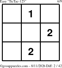 The grouppuzzles.com Easy TicTac-123 puzzle for Tuesday August 11, 2026