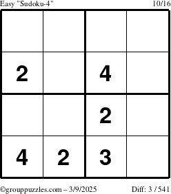 The grouppuzzles.com Easy Sudoku-4 puzzle for Sunday March 9, 2025