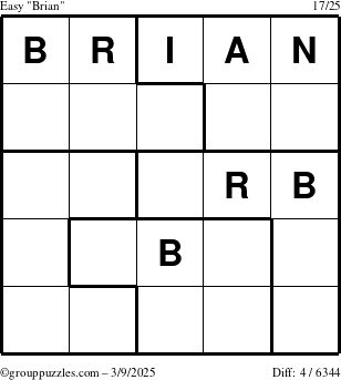 The grouppuzzles.com Easy Brian puzzle for Sunday March 9, 2025