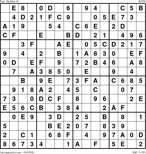 The grouppuzzles.com Easy Sudoku-16 puzzle for Friday October 4, 2024