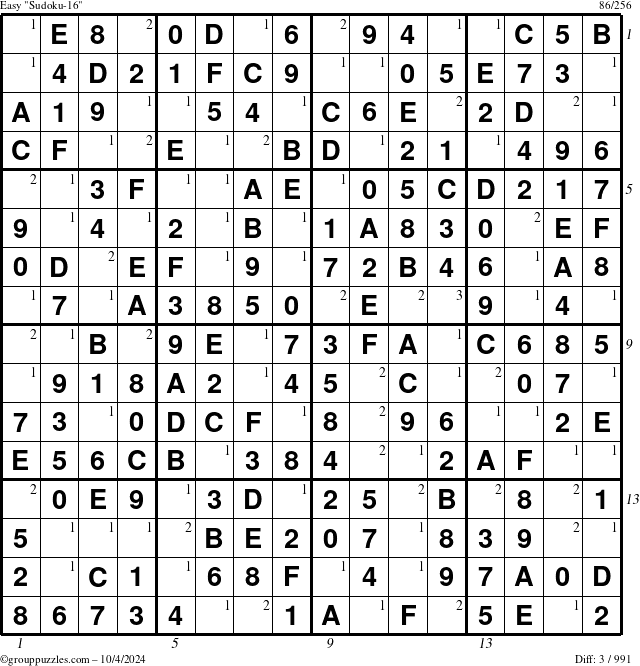 The grouppuzzles.com Easy Sudoku-16 puzzle for Friday October 4, 2024 with all 3 steps marked