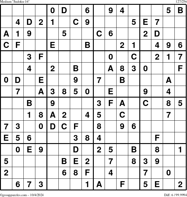 The grouppuzzles.com Medium Sudoku-16 puzzle for Friday October 4, 2024