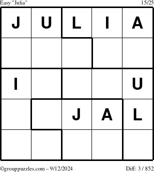 The grouppuzzles.com Easy Julia puzzle for Thursday September 12, 2024