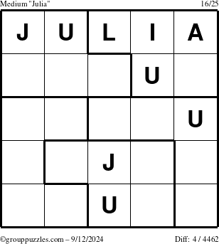 The grouppuzzles.com Medium Julia puzzle for Thursday September 12, 2024