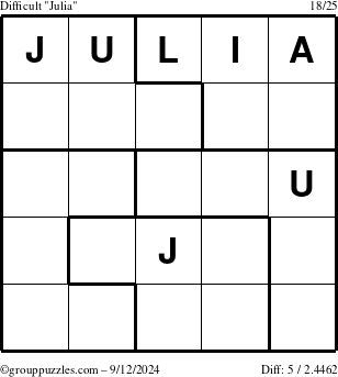 The grouppuzzles.com Difficult Julia puzzle for Thursday September 12, 2024