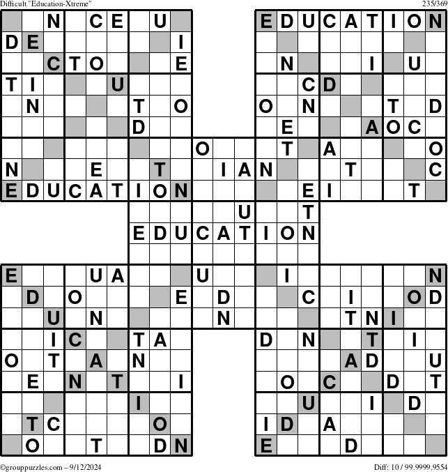 The grouppuzzles.com Difficult Education-Xtreme puzzle for Thursday September 12, 2024