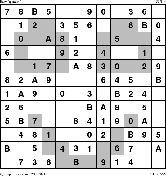 The grouppuzzles.com Easy tpsmith puzzle for Thursday September 12, 2024