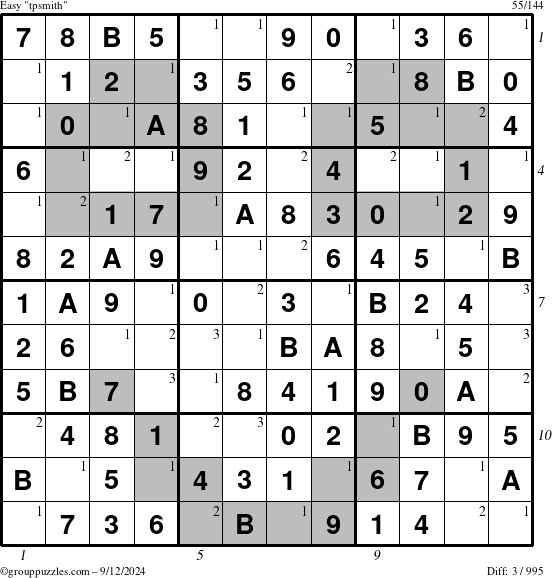 The grouppuzzles.com Easy tpsmith puzzle for Thursday September 12, 2024 with all 3 steps marked