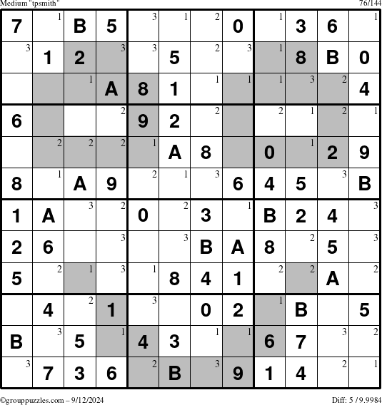 The grouppuzzles.com Medium tpsmith puzzle for Thursday September 12, 2024 with the first 3 steps marked