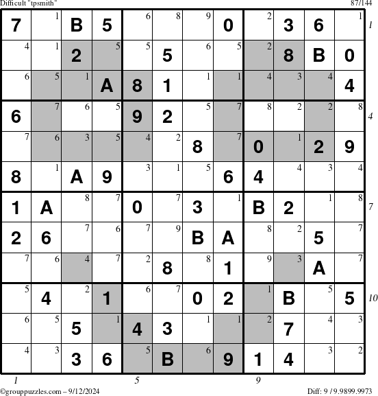 The grouppuzzles.com Difficult tpsmith puzzle for Thursday September 12, 2024 with all 9 steps marked