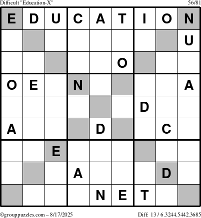The grouppuzzles.com Difficult Education-X puzzle for Sunday August 17, 2025