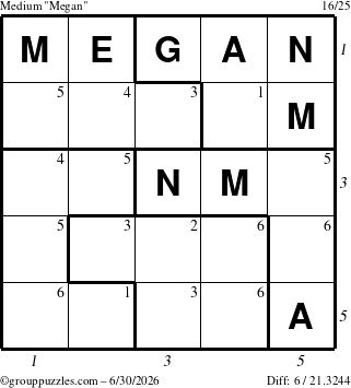 The grouppuzzles.com Medium Megan puzzle for Tuesday June 30, 2026 with all 6 steps marked