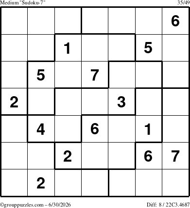 The grouppuzzles.com Medium Sudoku-7 puzzle for Tuesday June 30, 2026