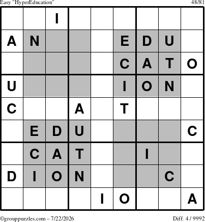 The grouppuzzles.com Easy HyperEducation-i23 puzzle for Wednesday July 22, 2026