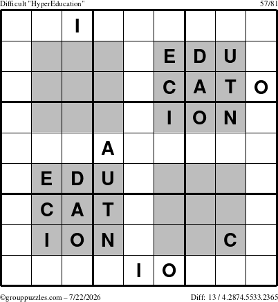 The grouppuzzles.com Difficult HyperEducation-i23 puzzle for Wednesday July 22, 2026