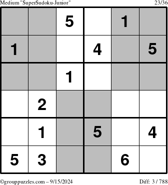 The grouppuzzles.com Medium SuperSudoku-Junior puzzle for Sunday September 15, 2024